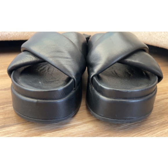 Silent D Anthropologie Pier Platform‎ Black Leather Sandal SZ: 37 EU 6.5-7 US - Picture 6 of 8